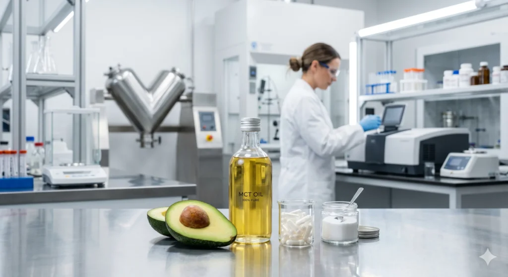 Laboratorio de Pc-Pharma especializado en la formulación de suplementos para la dieta keto, como aceite MCT y cetonas para adelgazar.